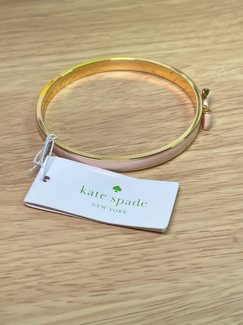 kate spade gold bangle with blush pink bow charm - Picture 4 of 5